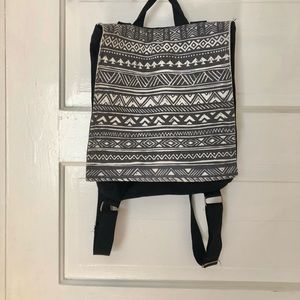 Handmade Canvas Flap Backpack (Black Pattern)